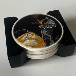 Vintage Godard Whiskey Dollar Art Coasters Set Money to Burn